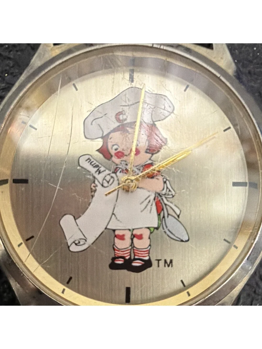 Vintage Unisex Quartz Analog Campbells Soup,Dial Watch, Gold Case